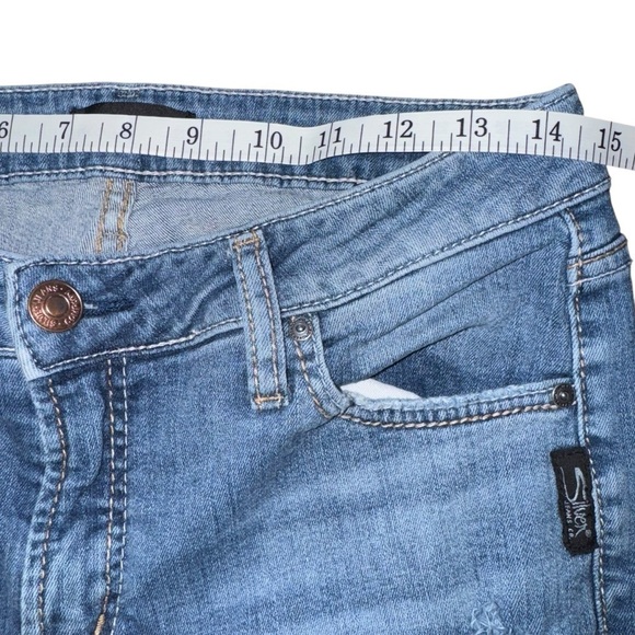 Silver Jeans Co. AVERY Women’ Slim 31/29 Blue Destroyed Low-Rise Straight Denim - Picture 8 of 11